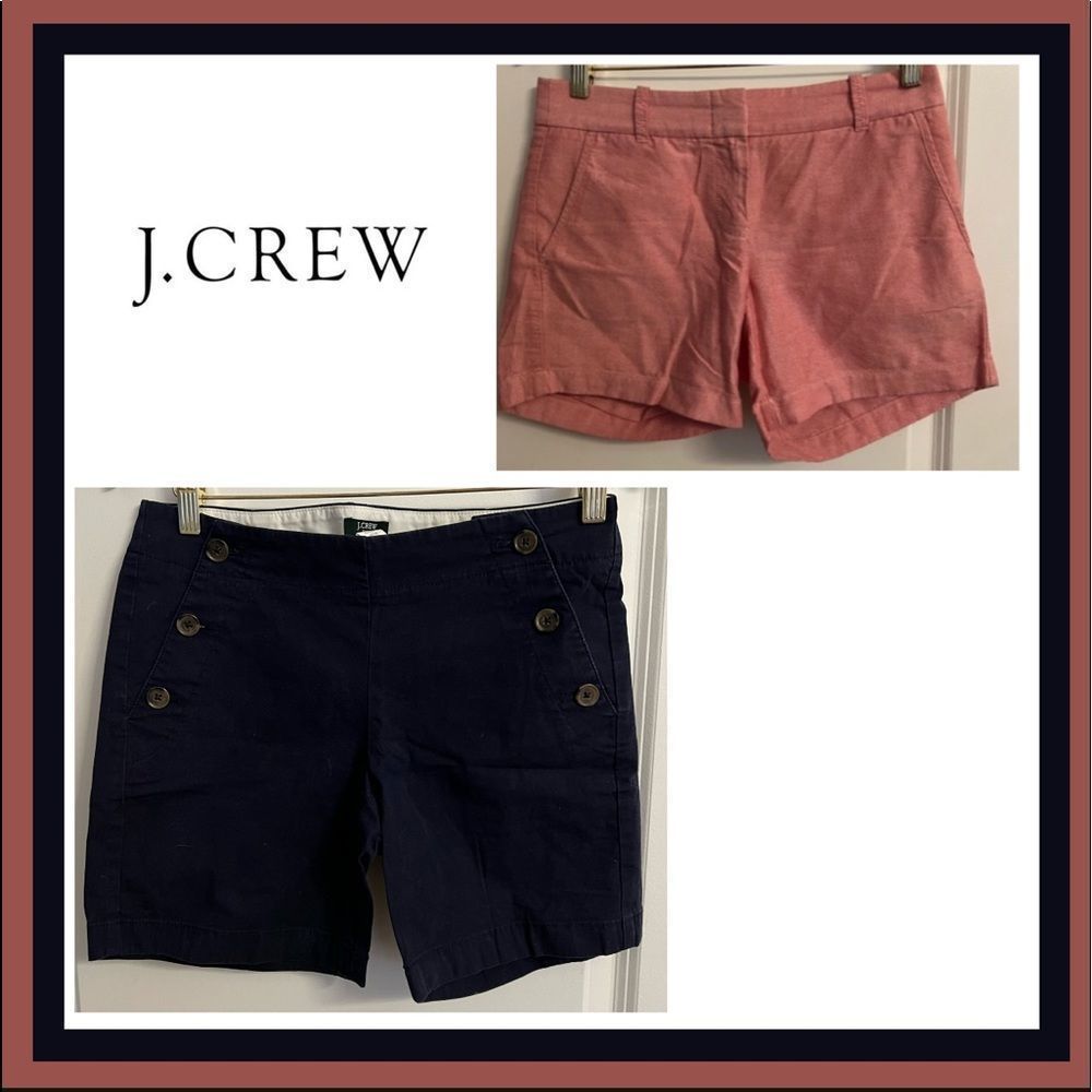 J. Crew Set of Shorts: Pink Chino Broken-In 100% Cotton & Navy Stretch Size 0